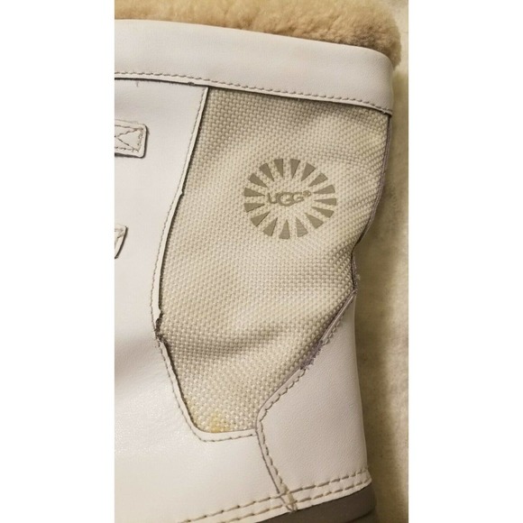 UGG WHITE WATERPROOF SHEEPSKIN SNOW BOOTS SIZE US 6/UK 5 RUBBER PREOWNED - Picture 10 of 12
